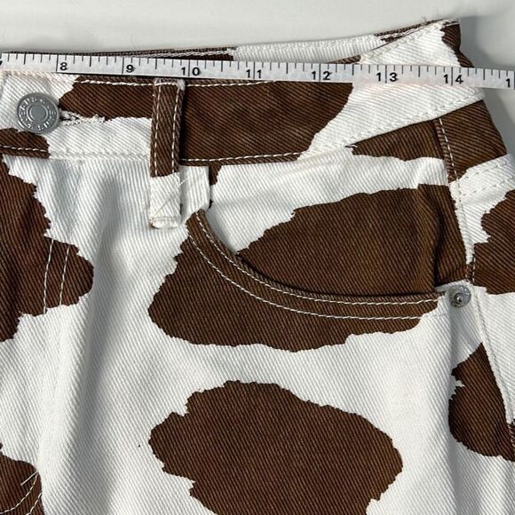 Shein Cow Print High Rise Mini Denim Skirt Medium - Picture 8 of 8